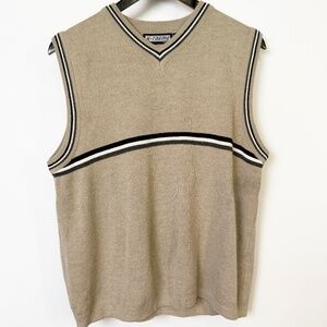 X-Treme Gear - 90s Vintage Striped Sweater Vest -  Beige - Mens M